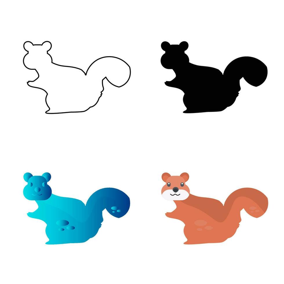 Abstract Flat Squirrel Animal Silhouette Illustration vector