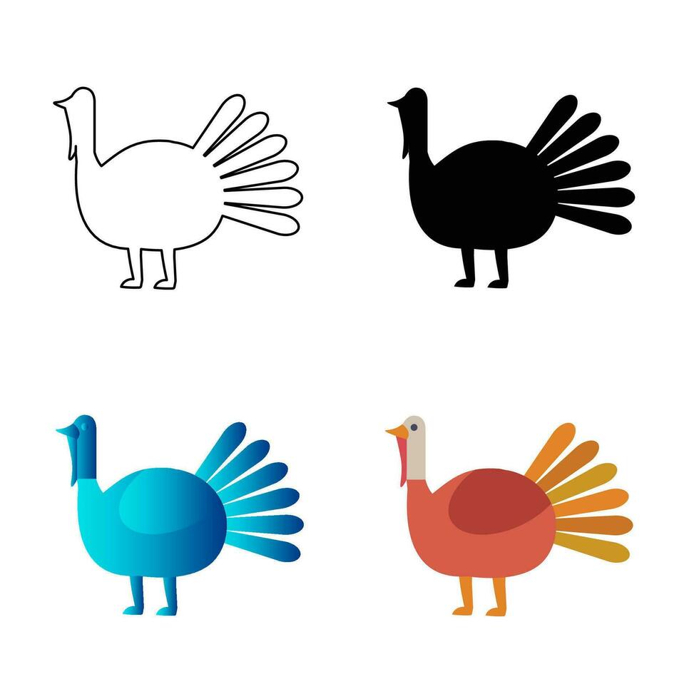 Abstract Flat Turkey Bird Silhouette Illustration vector