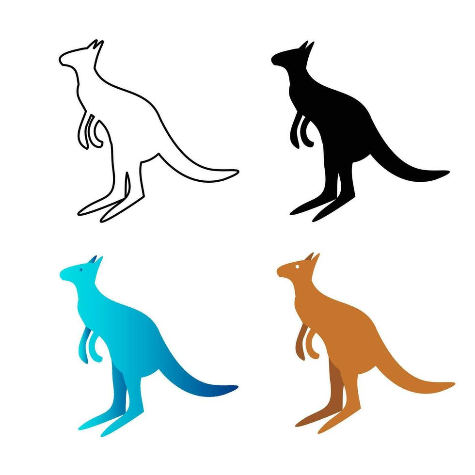 Abstract Flat Wallaby Mammal Silhouette Illustration vector