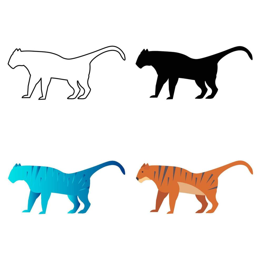 Abstract Flat Tiger Animal Silhouette Illustration vector