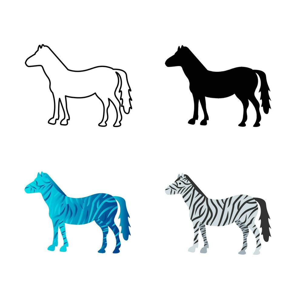 Abstract Flat Zebra Animal Silhouette Illustration vector