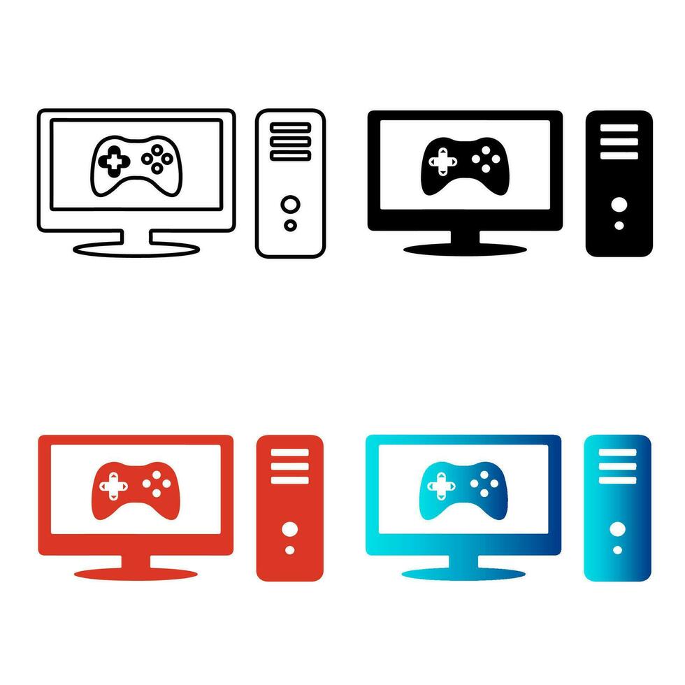 Abstract Gaming PC Silhouette Illustration vector