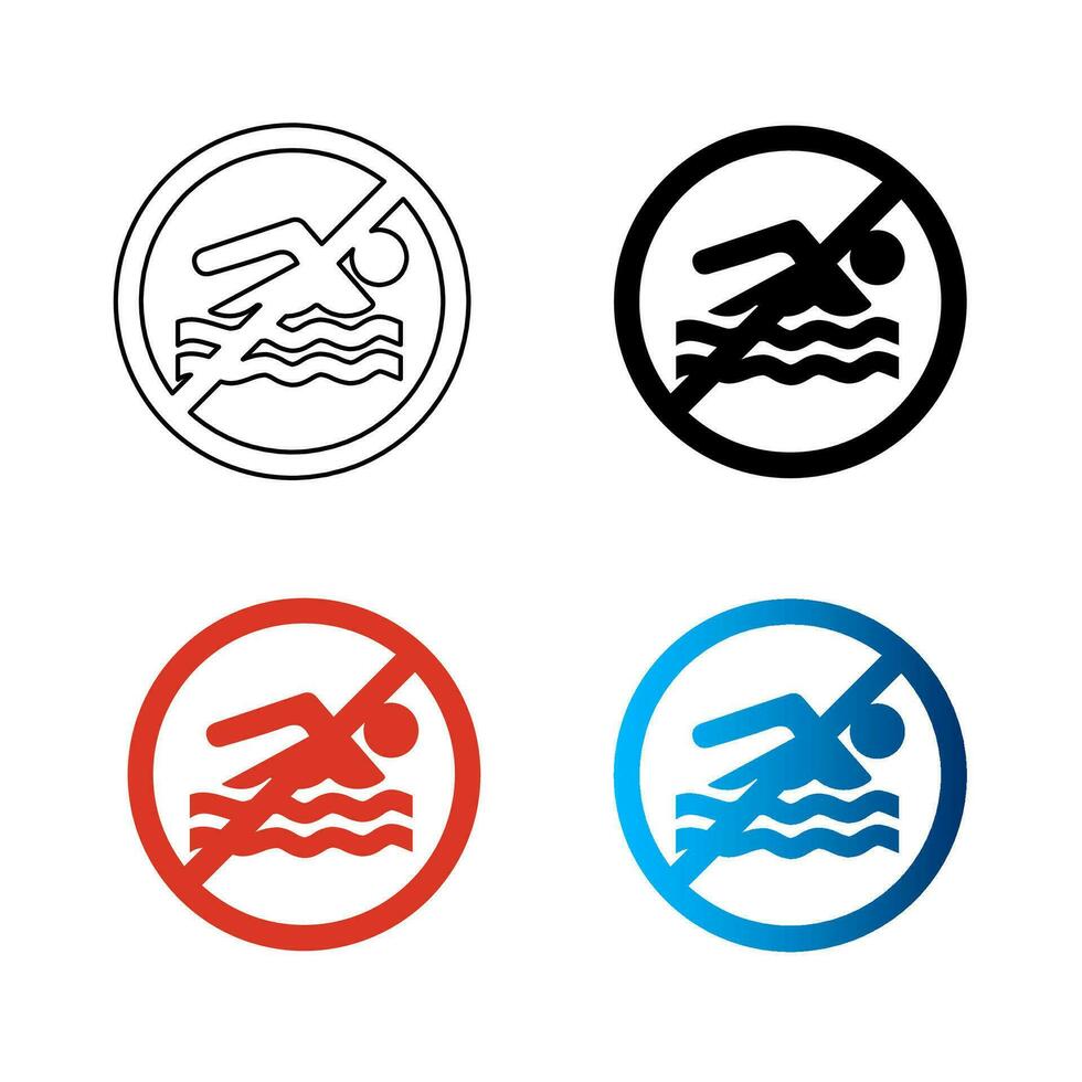 Abstract No Swimming Silhouette Illustration vector