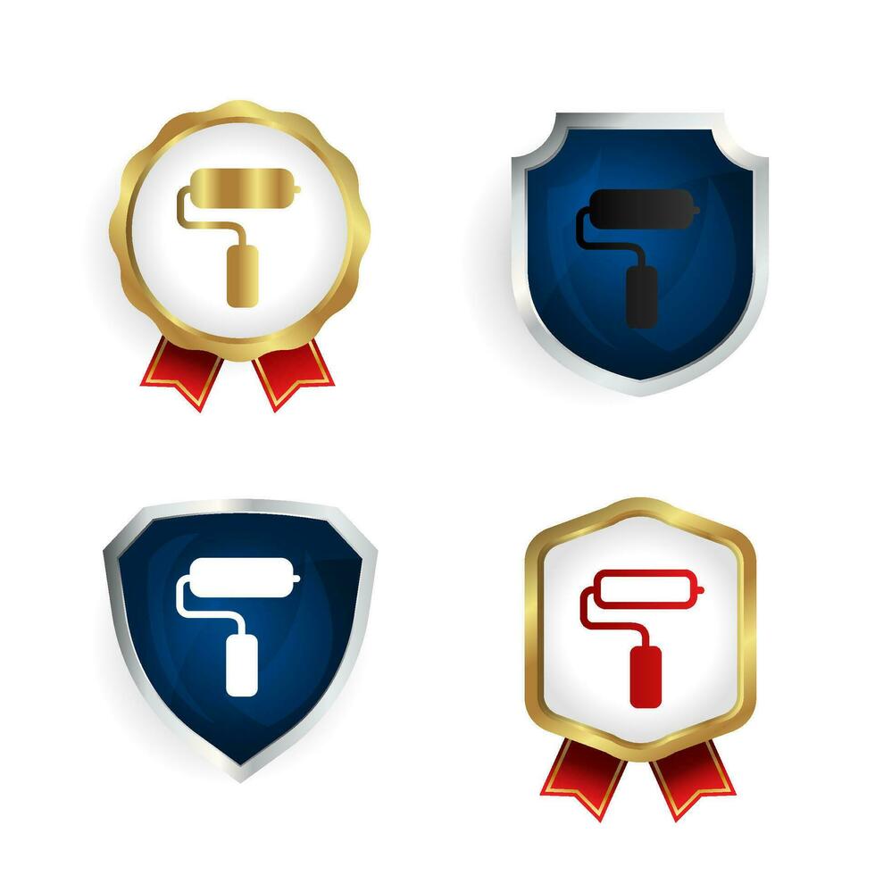 Abstract Paint Roller Badge and Label Collection vector