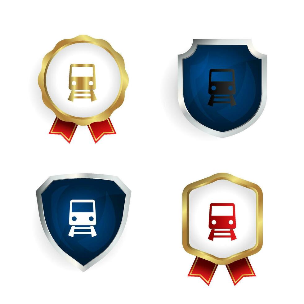 Abstract Tram Badge and Label Collection vector