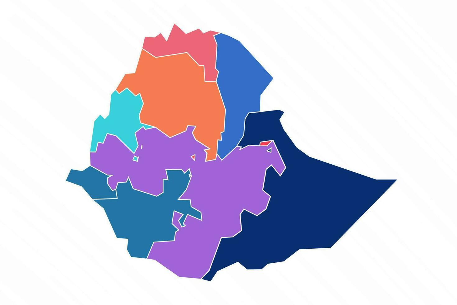 Multicolor Map of Ethiopia With Provinces vector