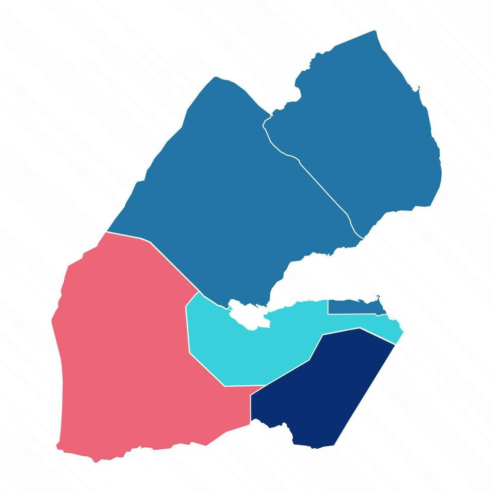 Multicolor Map of Djibouti With Provinces vector