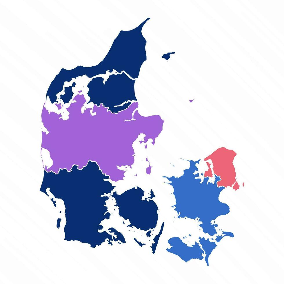 Multicolor Map of Denmark With Provinces vector