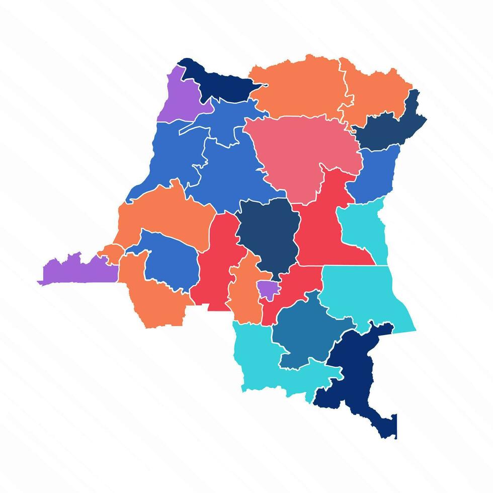 Multicolor Map of Democratic Republic of the Congo With Provinces vector
