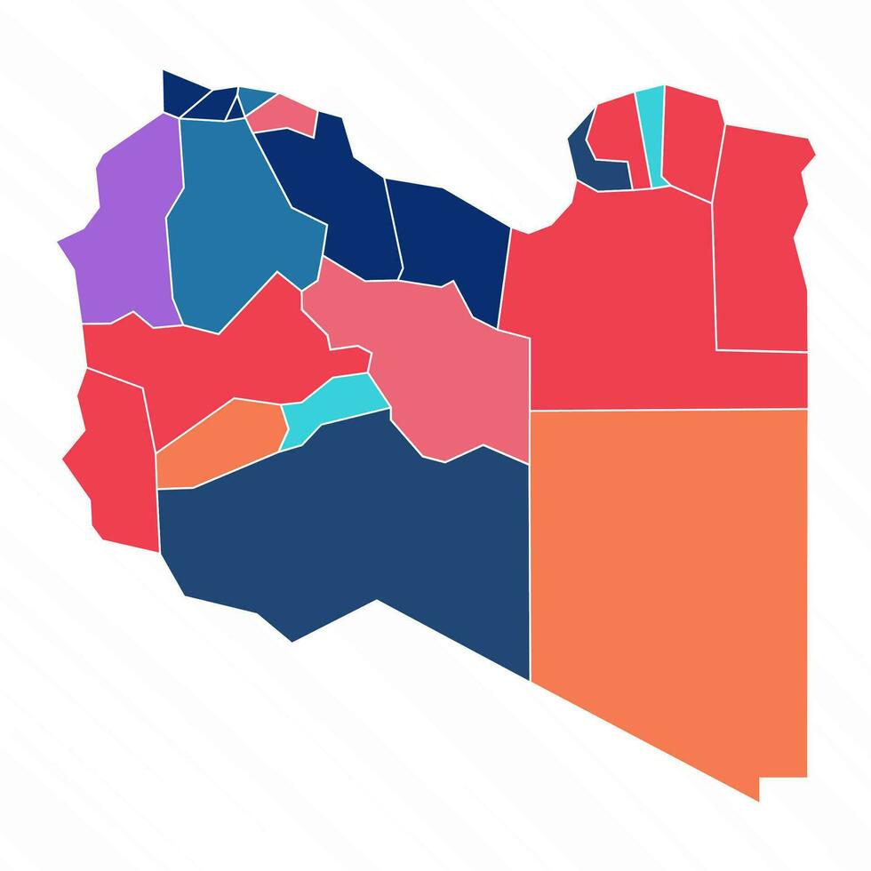 Multicolor Map of Libya With Provinces vector