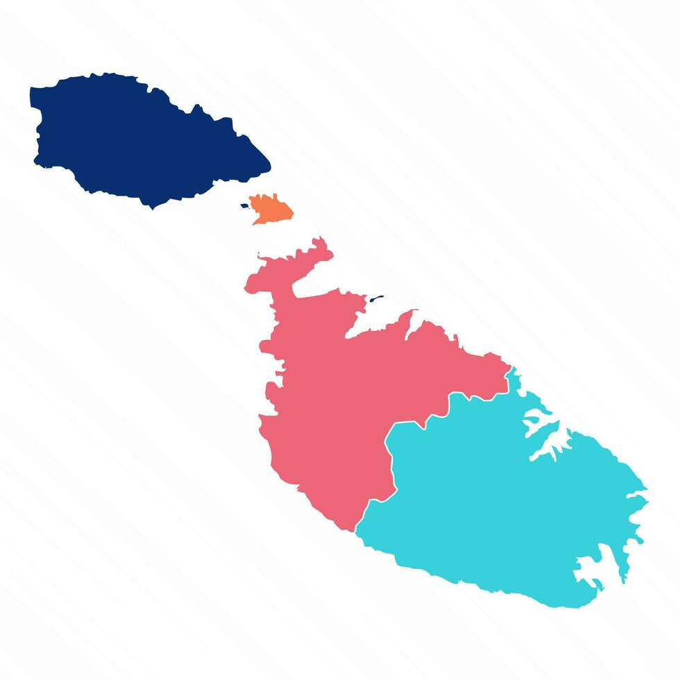 multicolor mapa de Malta con provincias vector