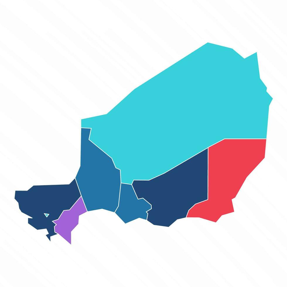 Multicolor Map of Niger With Provinces vector