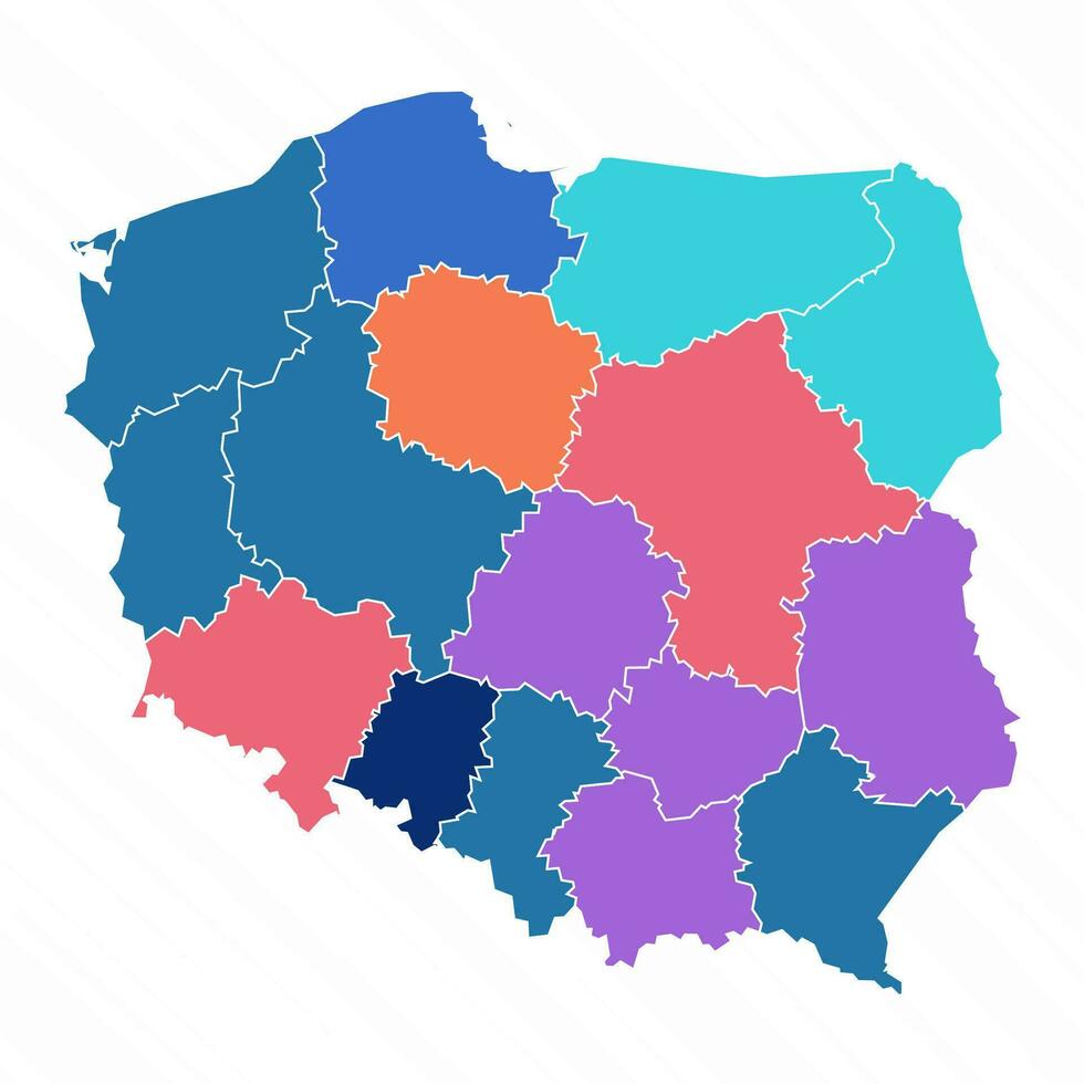 multicolor mapa de Polonia con provincias vector