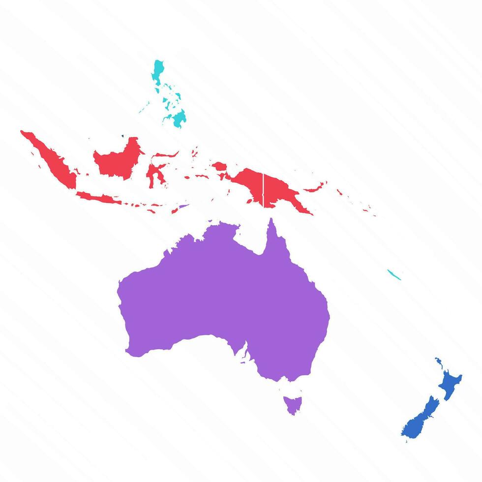 multicolor mapa de Oceanía con países vector