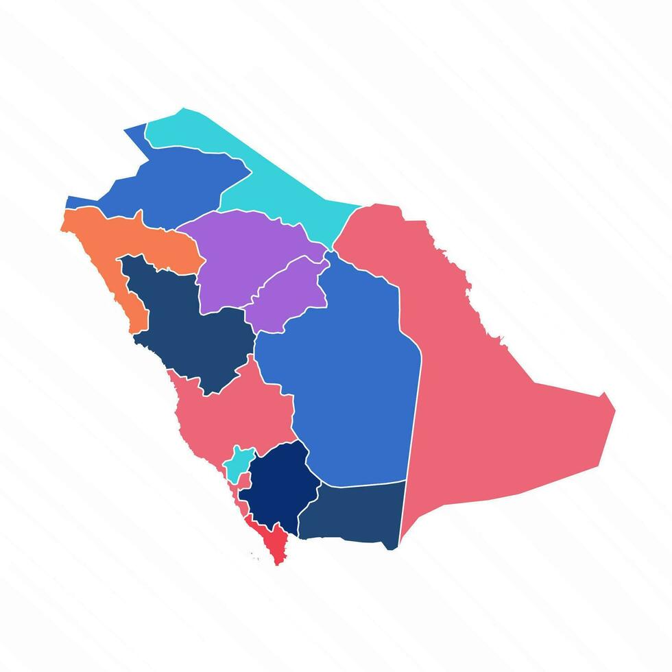 multicolor mapa de saudi arabia con provincias vector