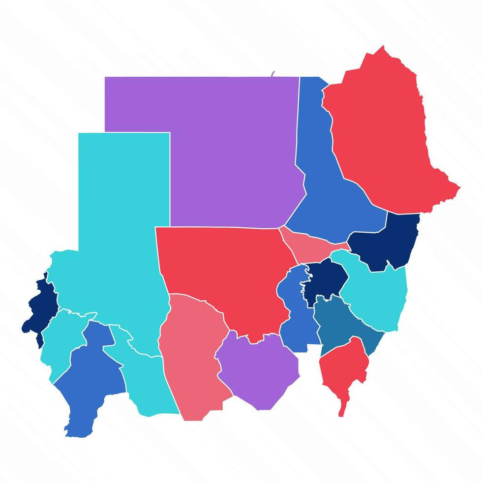 Multicolor Map of Sudan With Provinces vector