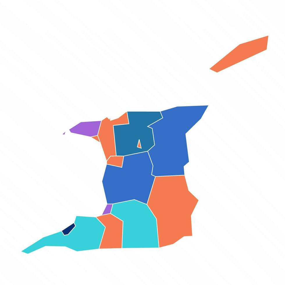 Multicolor Map of Trinidad And Tobago With Provinces vector