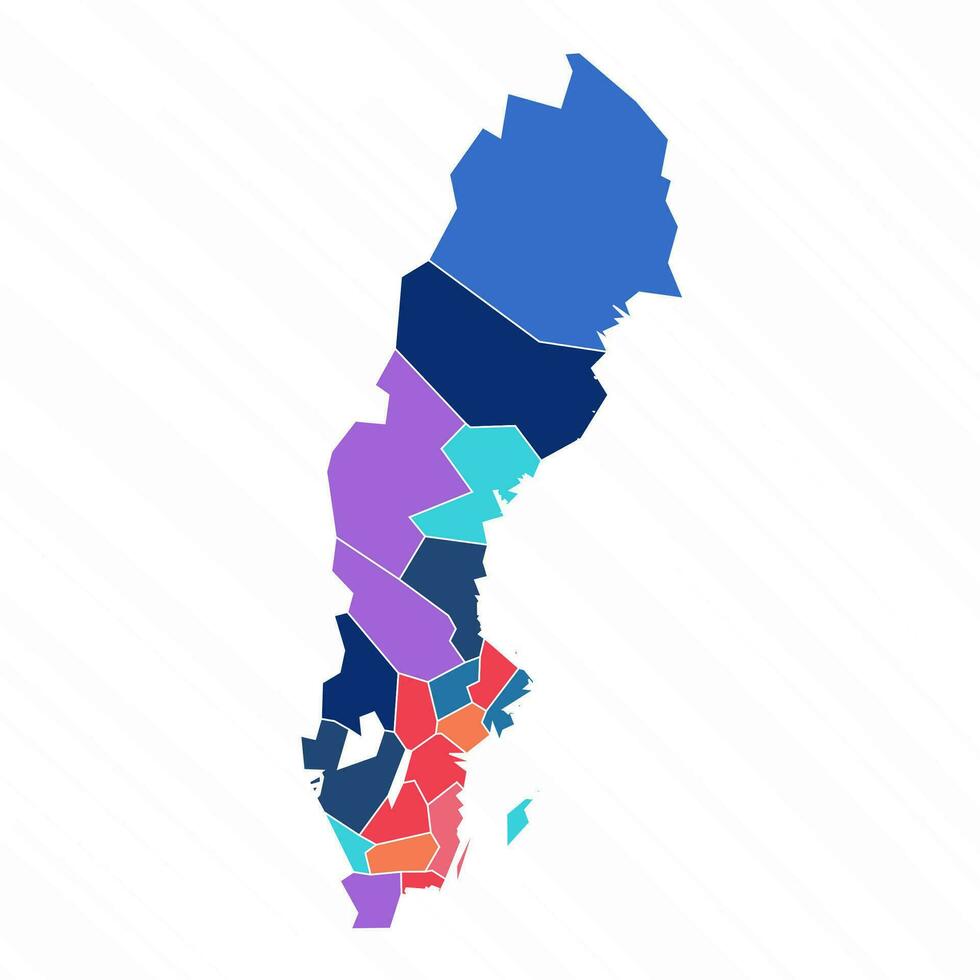 Multicolor Map of Sweden With Provinces vector