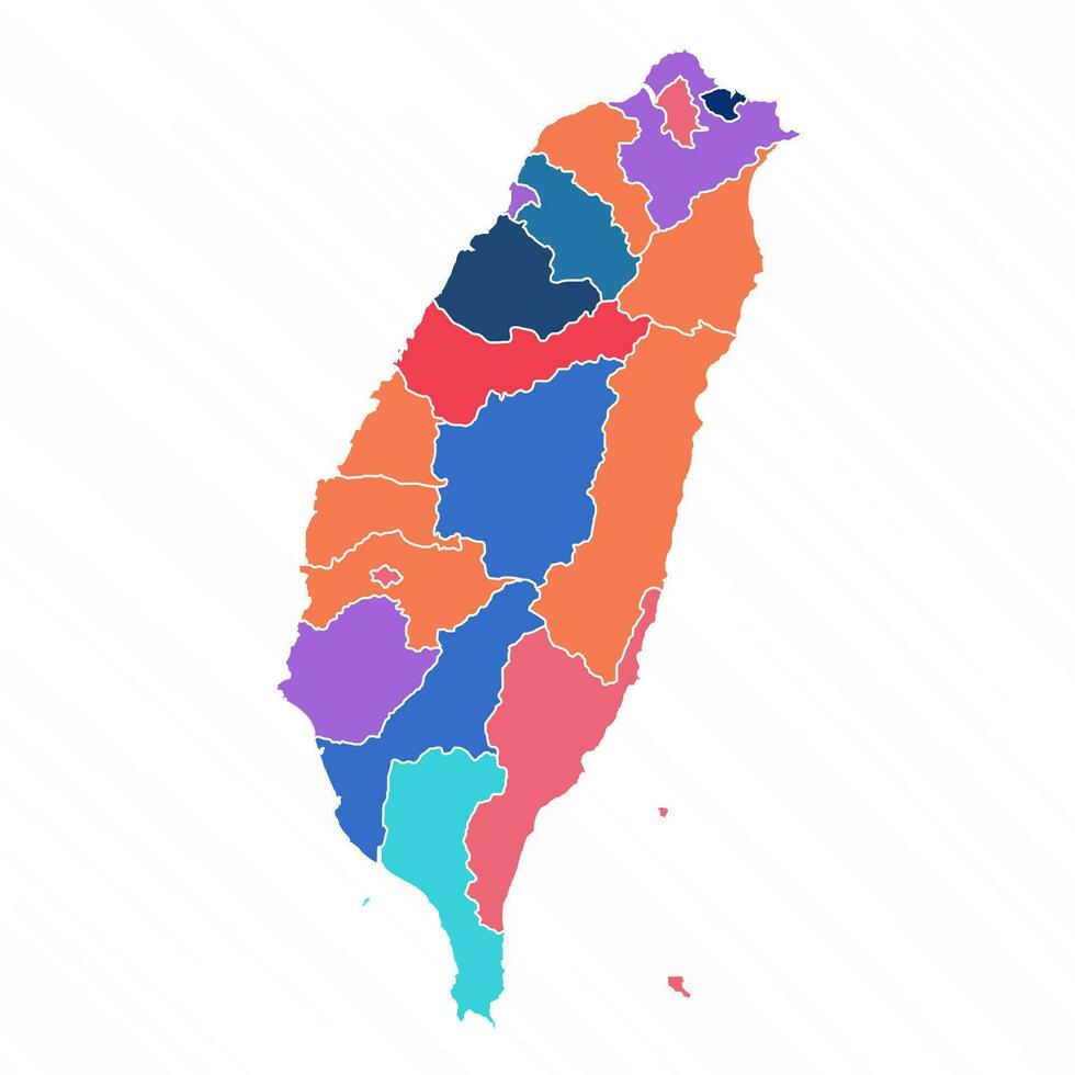 Multicolor Map of Taiwan With Provinces vector