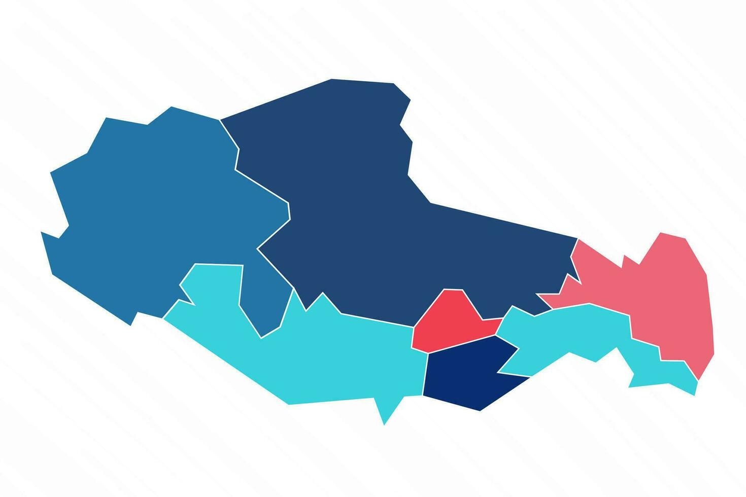 Multicolor Map of Tibet With Provinces vector