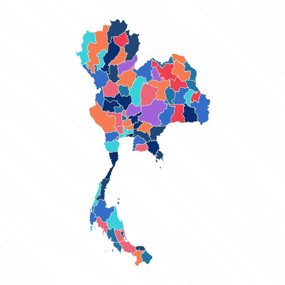 multicolor mapa de Tailandia con provincias vector