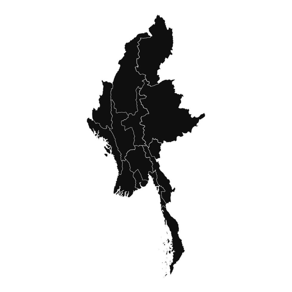 Abstract Myanmar Silhouette Detailed Map vector