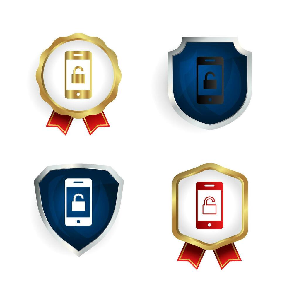 Abstract Mobile Unlock Badge and Label Collection vector