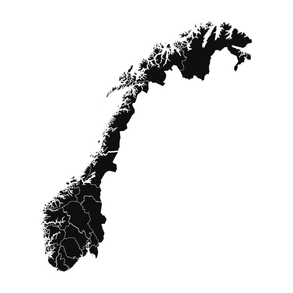 Abstract Norway Silhouette Detailed Map vector