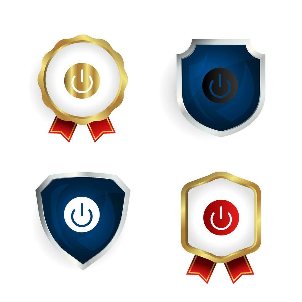 Abstract Power Off Badge and Label Collection vector