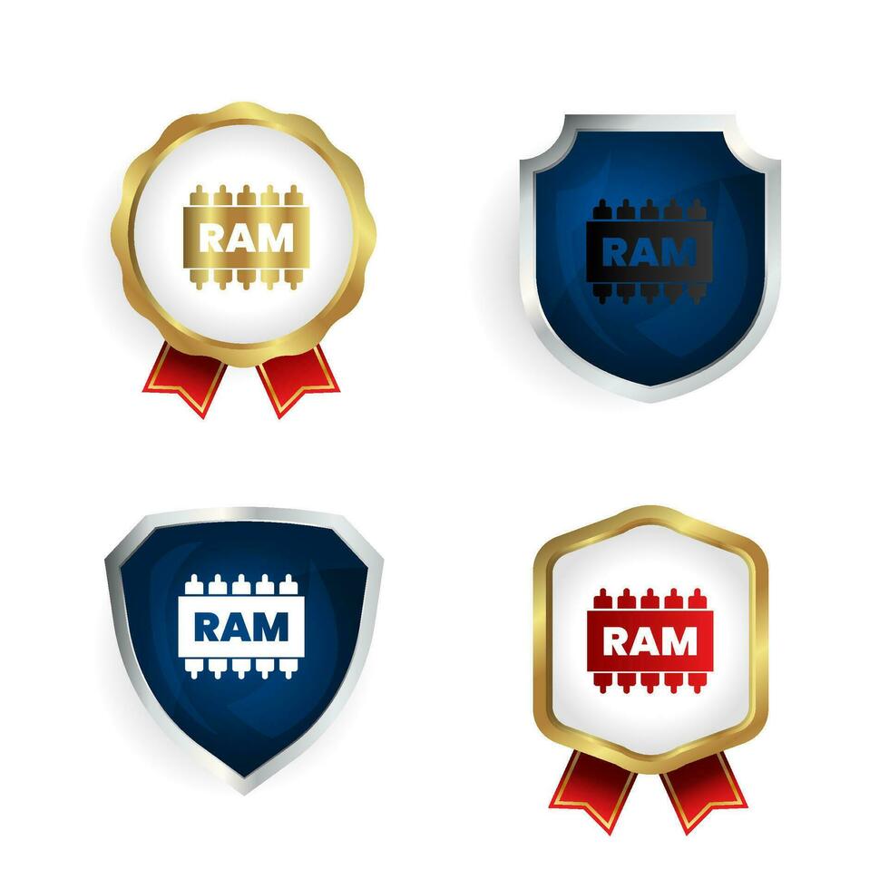 Abstract Ram Memory Badge and Label Collection vector