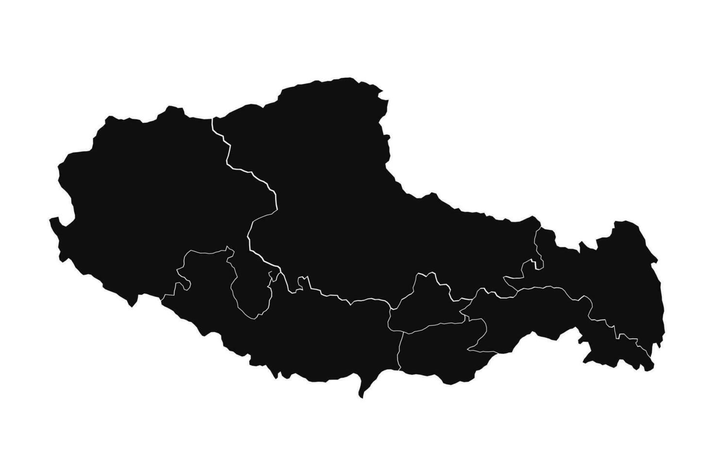 Abstract Tibet Silhouette Detailed Map vector