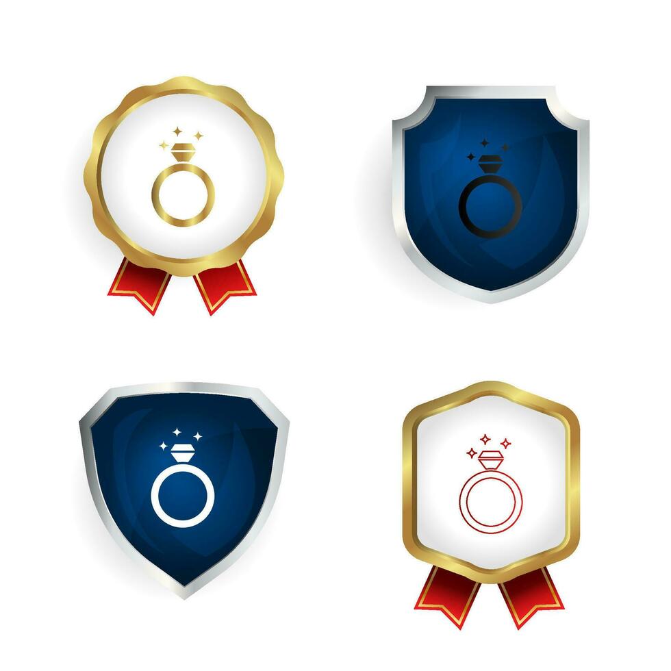 Abstract Weeding Ring Badge and Label Collection vector