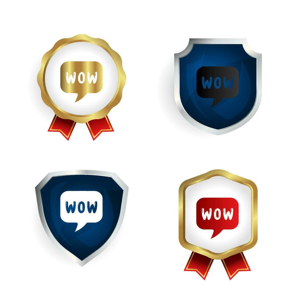 Abstract Wow Message Badge and Label Collection vector