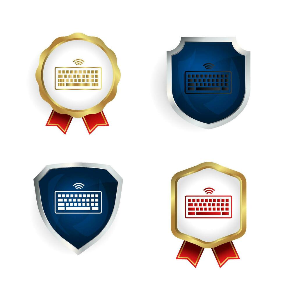 Abstract Wireless Computer Keyboard Badge and Label Collection vector