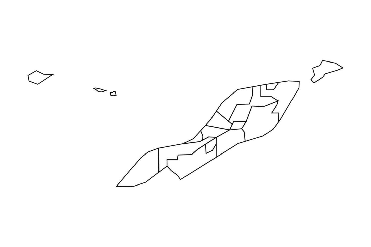 Outline Sketch Map of Anguilla With States and Cities vector