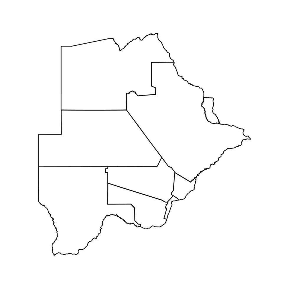 Outline Sketch Map of Botswana With States and Cities vector