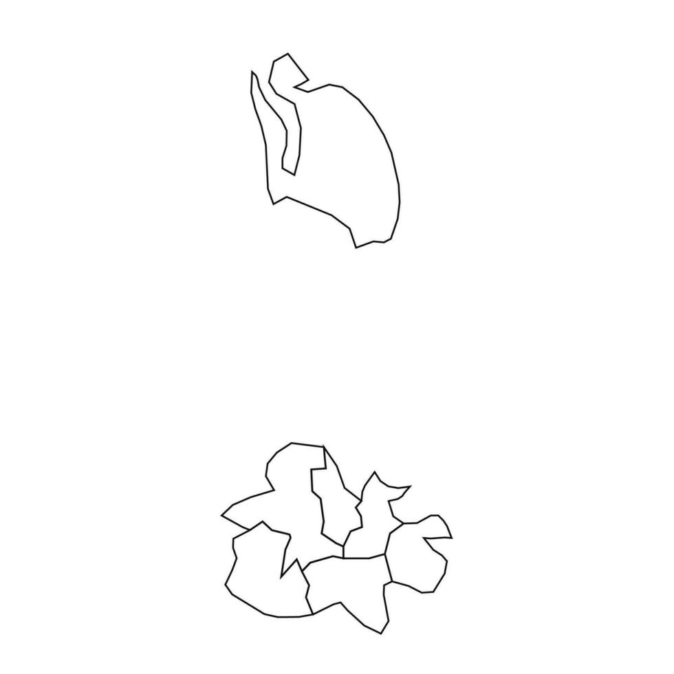 Outline Sketch Map of Antigua and Barbuda With States and Cities vector