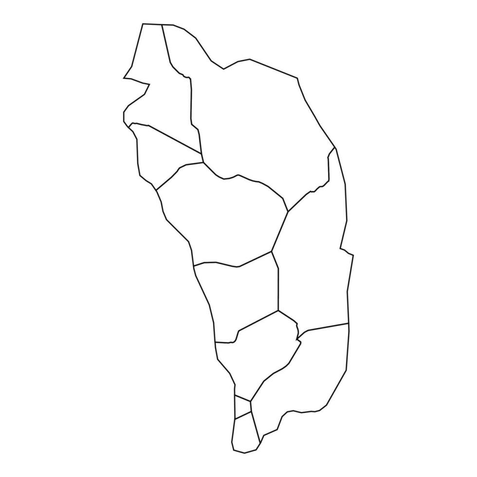 contorno bosquejo mapa de dominica con estados y ciudades vector