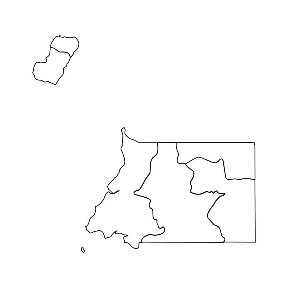Outline Sketch Map of Equatorial Guinea With States and Cities vector