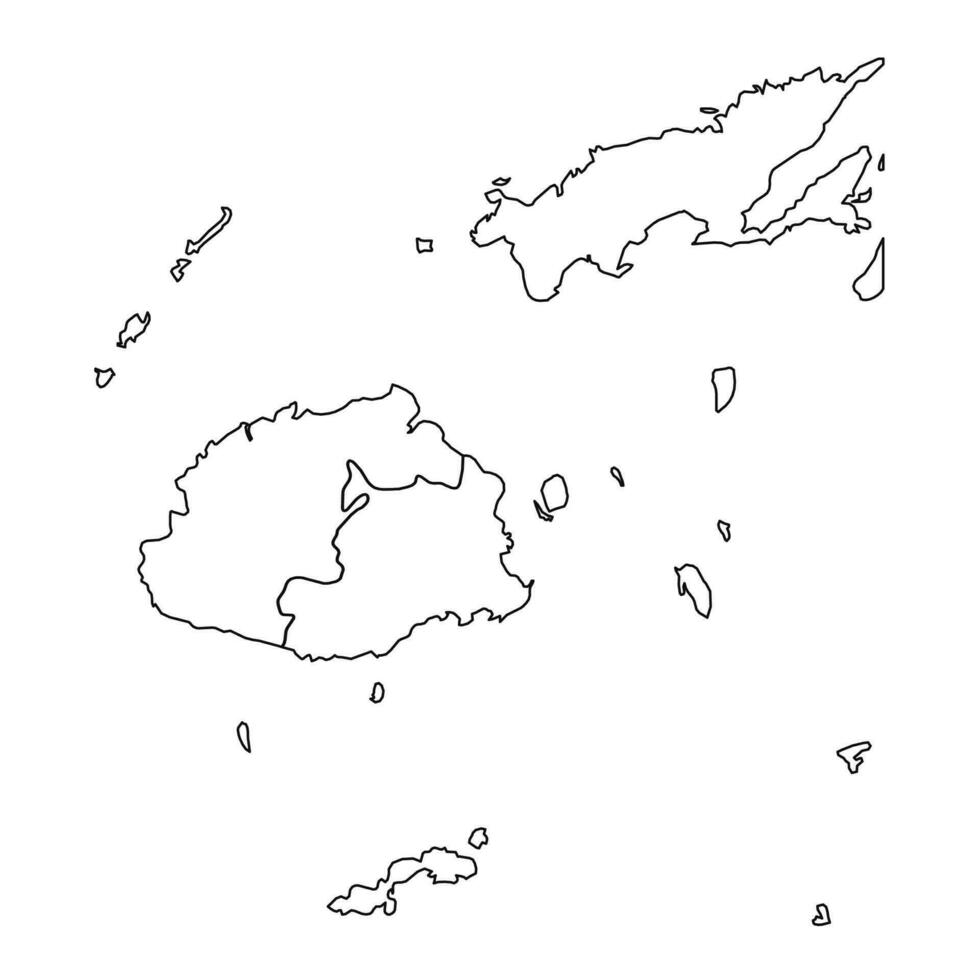 Outline Sketch Map of Fiji With States and Cities vector