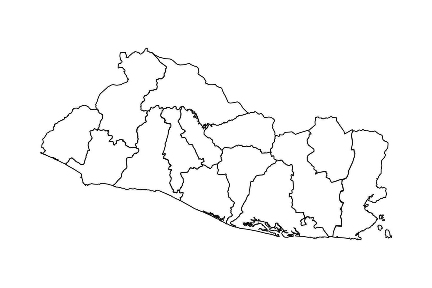 contorno bosquejo mapa de el el Salvador con estados y ciudades vector