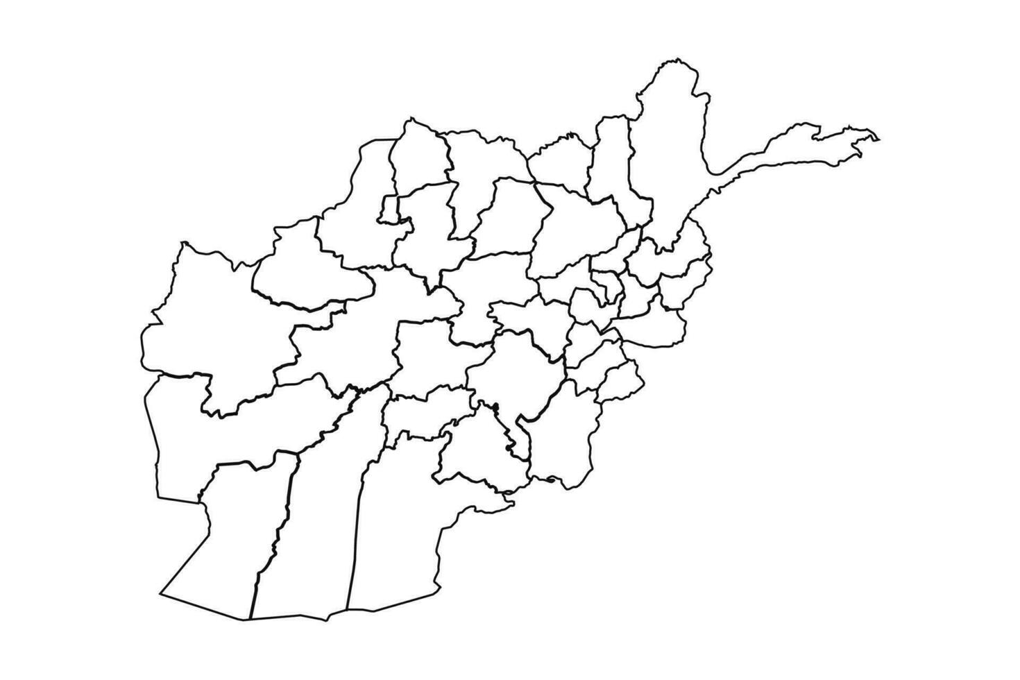 Outline Sketch Map of Afghanistan With States and Cities vector