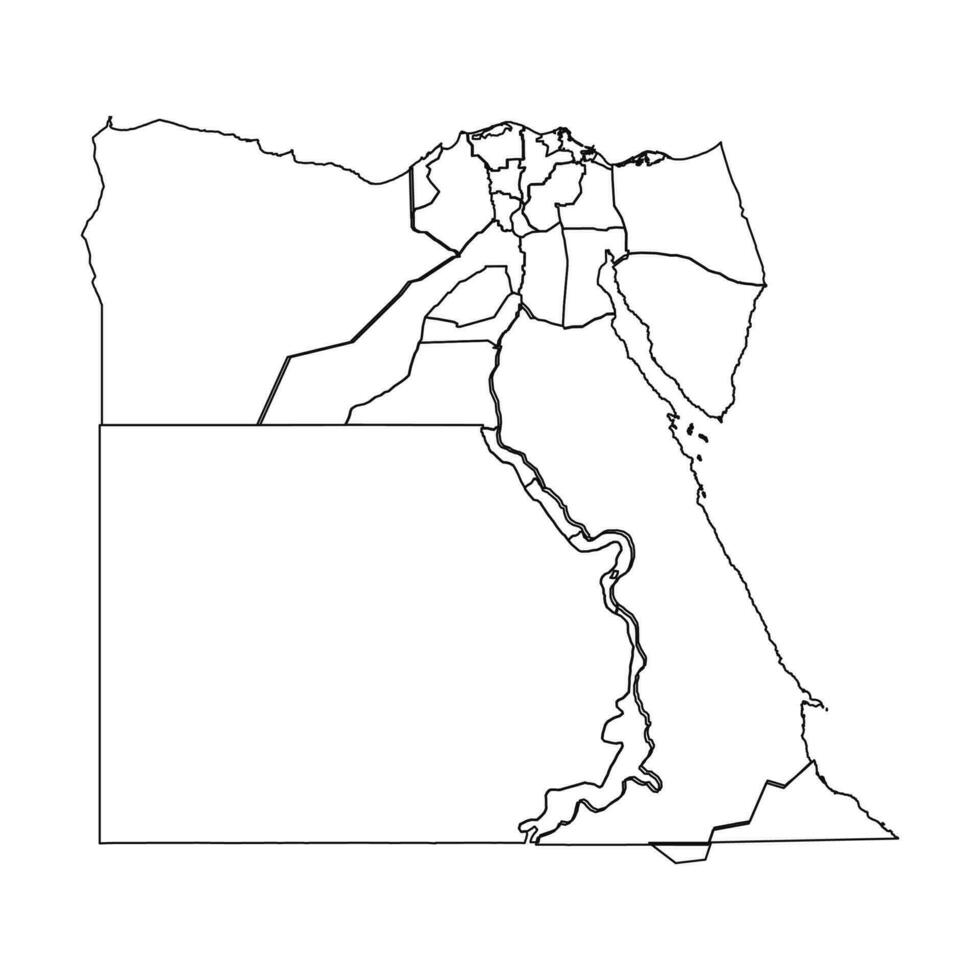 contorno bosquejo mapa de Egipto con estados y ciudades vector