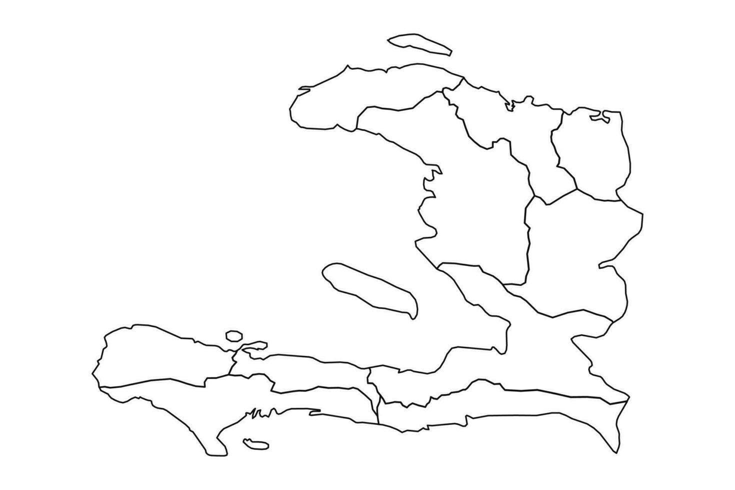 contorno bosquejo mapa de Haití con estados y ciudades vector