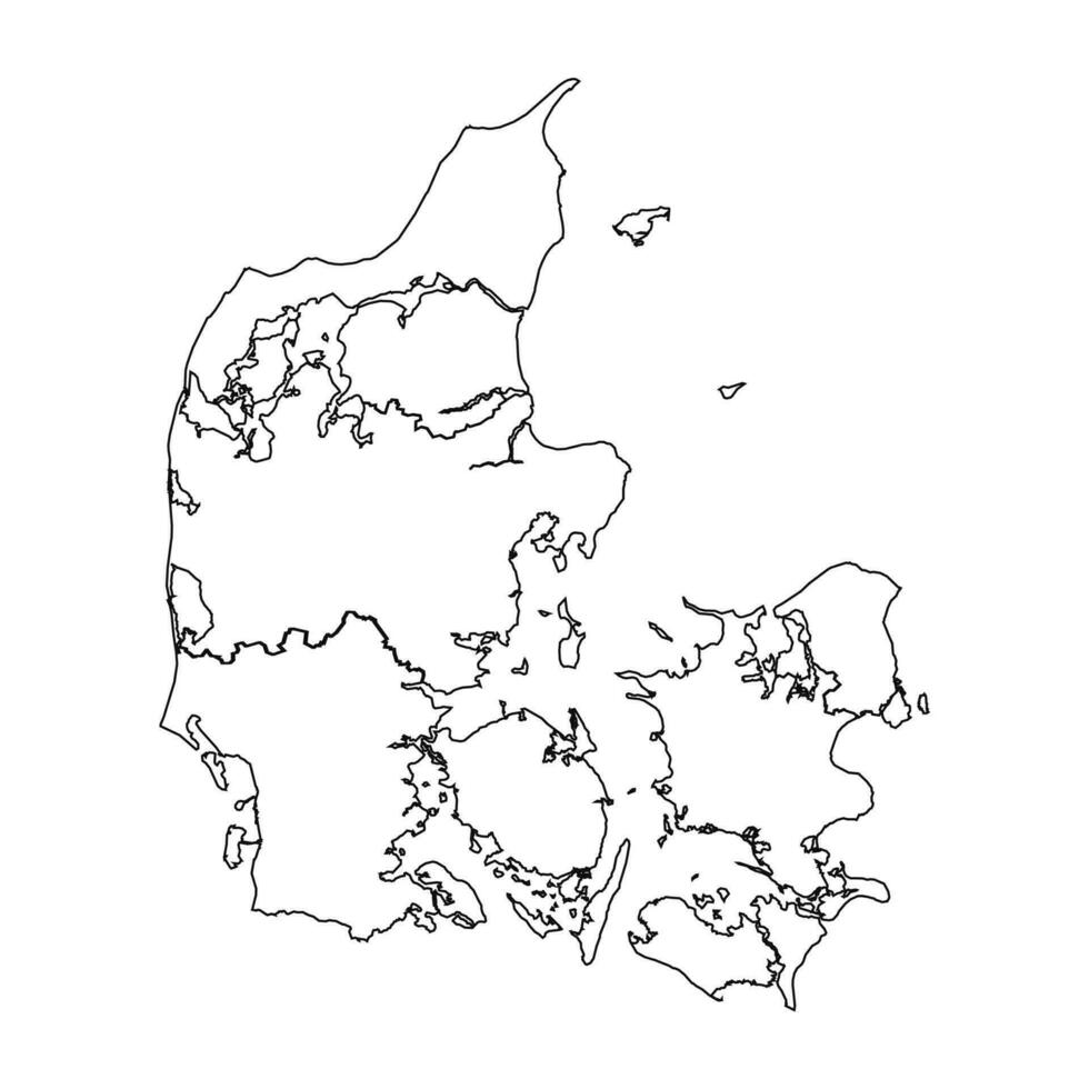 contorno bosquejo mapa de Dinamarca con estados y ciudades vector