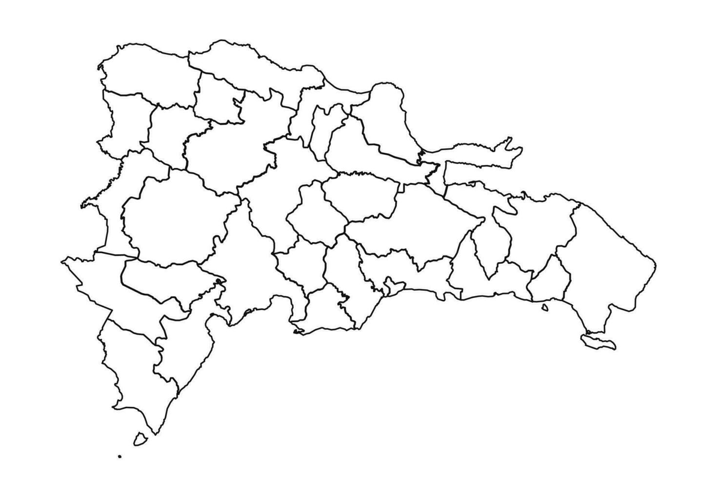 Outline Sketch Map of Dominican Republic With States and Cities vector