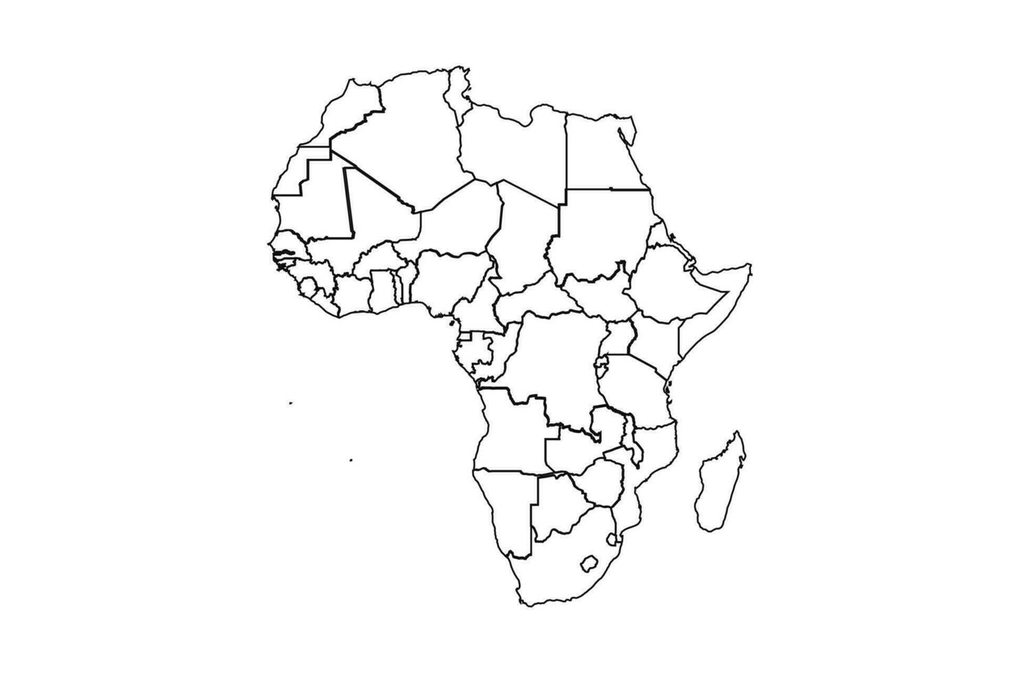 contorno bosquejo mapa de África con países vector