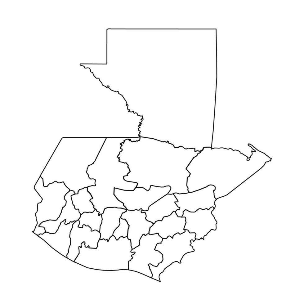 contorno bosquejo mapa de Guatemala con estados y ciudades vector