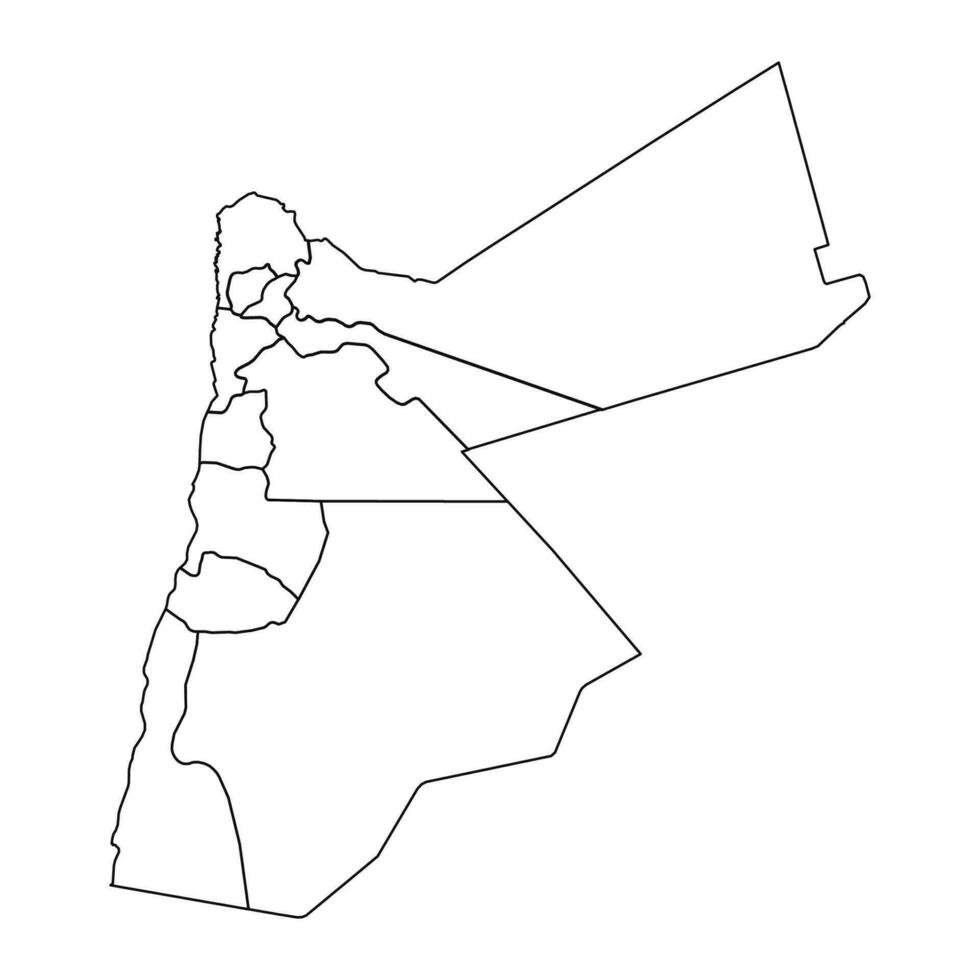 Outline Sketch Map of Jordan With States and Cities vector