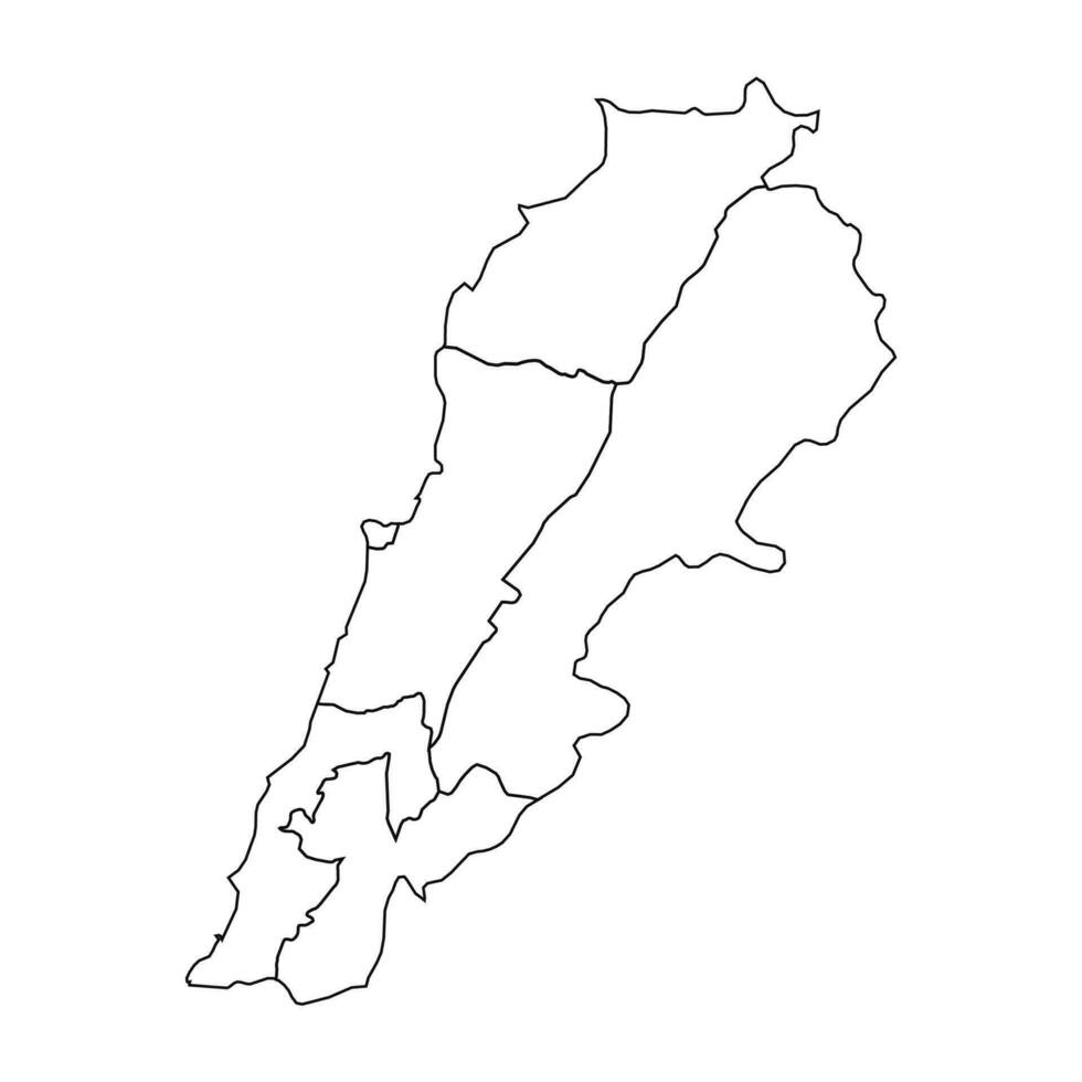Outline Sketch Map of Lebanon With States and Cities vector